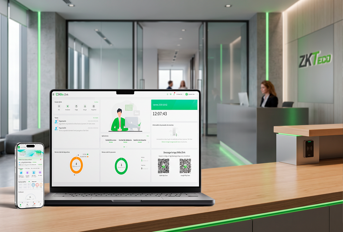 ZKBio ZLink - Para administradores y negocios que buscan supervisión remota desde el smartphone, apertura remota de puertas y alertas al instante desde cualquier lugar.